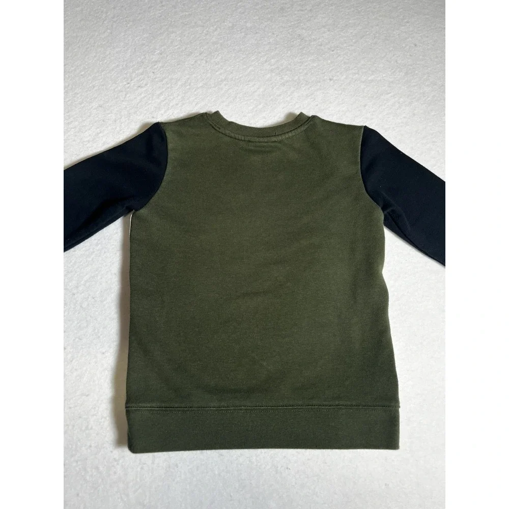 Nike Crewneck Sweatshirt Pullover Kids 5-6 YRS Green Black Nike Logo Strip‎
